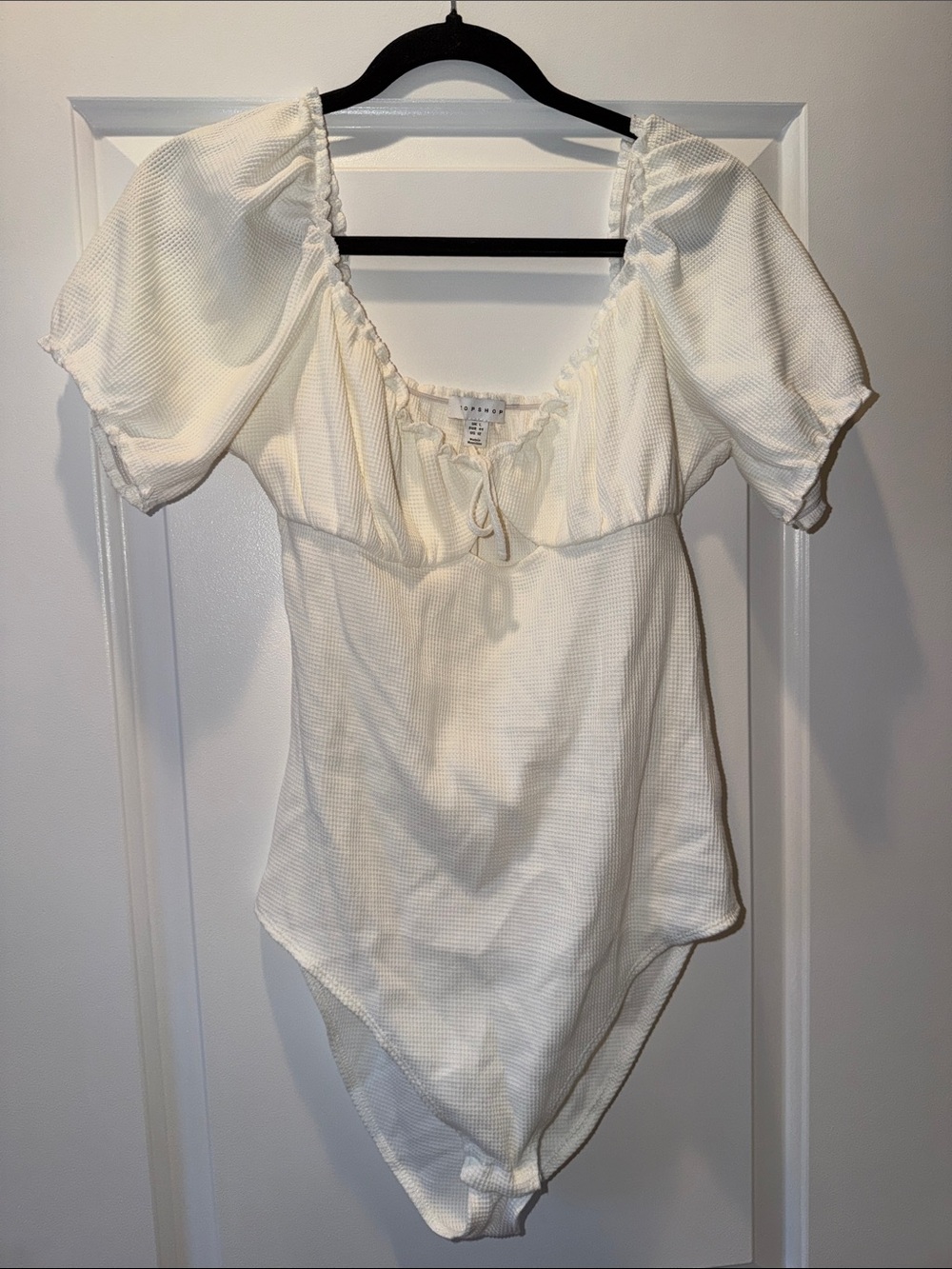 Topshop White Puff Sleeve Bodysuit